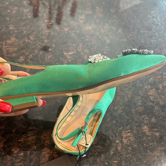 Zara NWT Green sling back Crystal Embellishments one missing stone size 35 - Picture 9 of 12